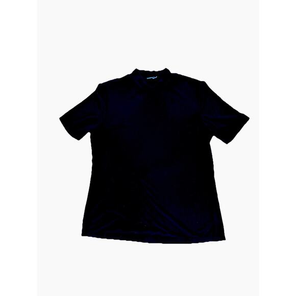 J McLaughlin short sleeve navy mock turtleneck knit top size Medium - Picture 1 of 9